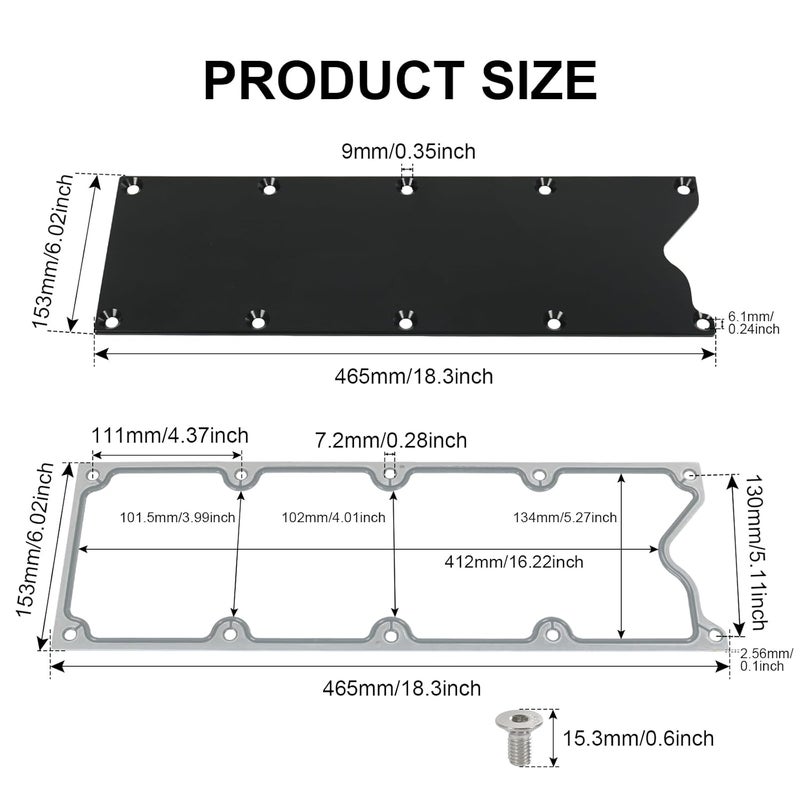 RALZAOTO LS Gen 3 Valley Pan Cover Plate Low Profile with Gasket and Seals Compatible with LSX LS1 LM7 LR4 LQ4 LS6 L59 LQ9 LM4 L33 (Black) - Image 2
